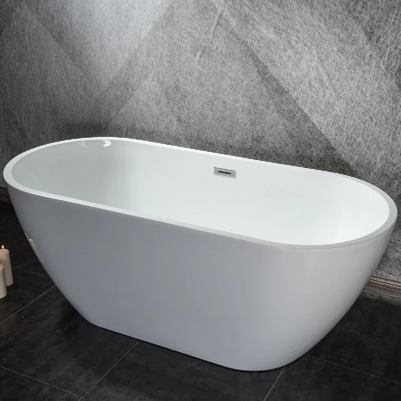 Toolkiss 55 in. Acrylic Flatbottom Bathtub in White