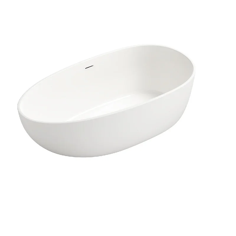 Toolkiss 59/67/72 in. Stone Resin Flatbottom Bathtub in White