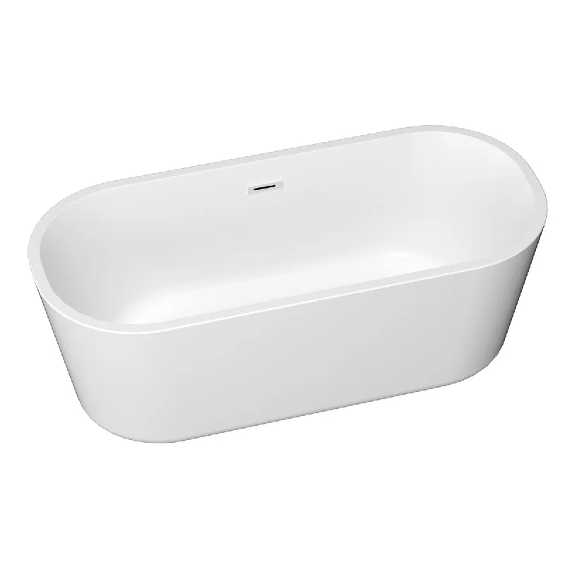 Toolkiss 60/63/67 in. Acrylic Flatbottom Soaking Bathtub in White