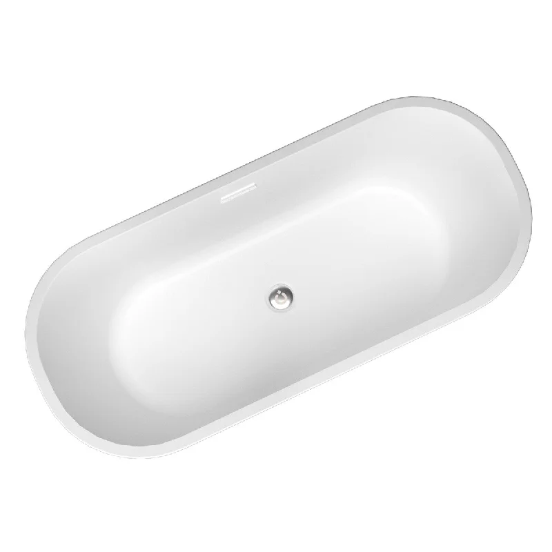 Toolkiss 63 in. Acrylic Flatbottom Soaking Bathtub in White