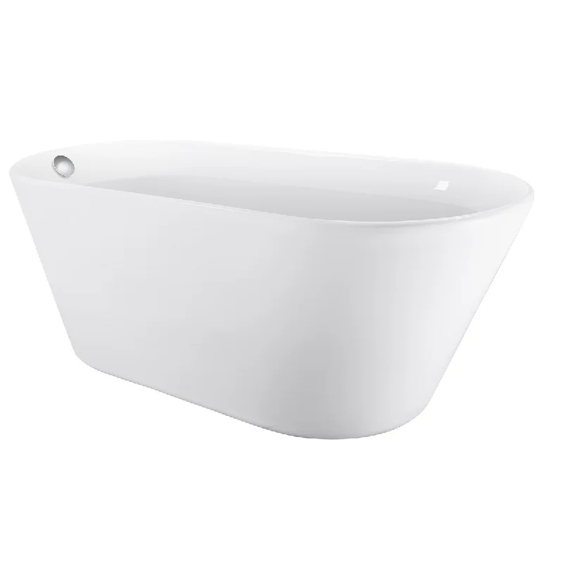 Toolkiss 65" 100% Acrylic Freestanding Bathtub，Contemporary Soaking Tub，white Bathtub