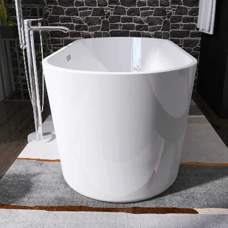 Toolkiss Anti Slip Acrylic Bathtub Non-yellow Soaking Tub in Oval with Overflow and Drain