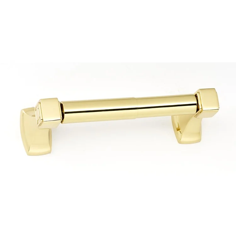 Toilet Paper Holder Cube Bath Polished Brass 6-1/4 Inch 3-1/16 Inch Wall Mount