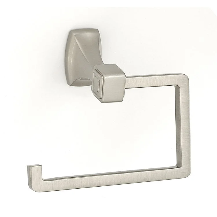 Toilet Paper Holder Cube Bath Single Post Satin Nickel Brass 5-1/2 Inch 3-7/16 Inch Wall Mount