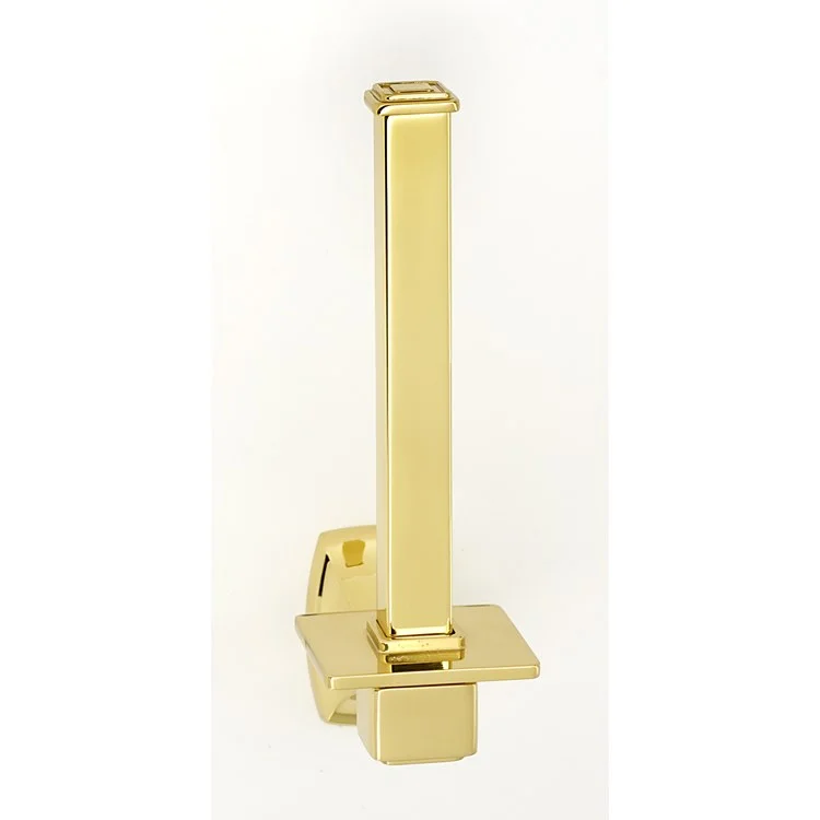 Toilet Paper Holder Cube Bath Reserve Polished Brass 6-3/4 Inch 3-1/16 Inch Wall Mount