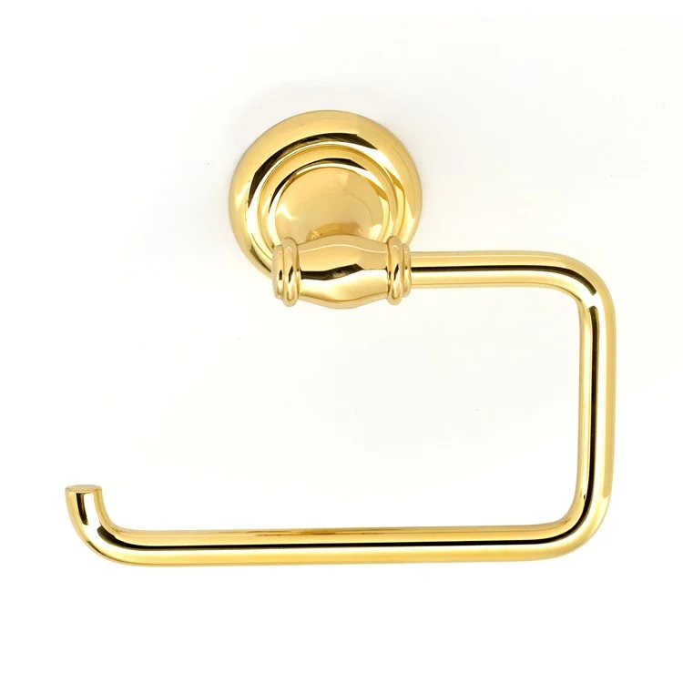 Toilet Paper Holder Charlie's Bath Single Post Unlacquered Brass 5-1/2 Inch 3-1/8 Inch Wall Mount