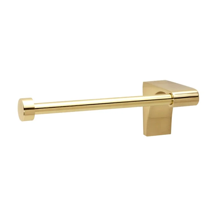 Toilet Paper Holder Luna Right Single Post Unlacquered Brass 4-7/8 Inch 2-3/4 Inch Wall Mount