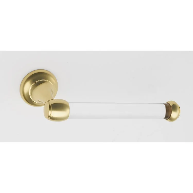 Toilet Paper Holder Royale Acrylic Bath Single Post Polished Brass 7-1/16 Inch 3-1/8 Inch Wall Mount