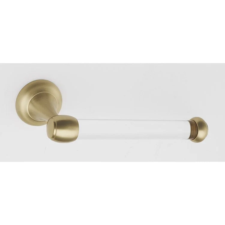 Toilet Paper Holder Royale Acrylic Bath Single Post Satin Brass 7-1/16 Inch 3-1/8 Inch Wall Mount