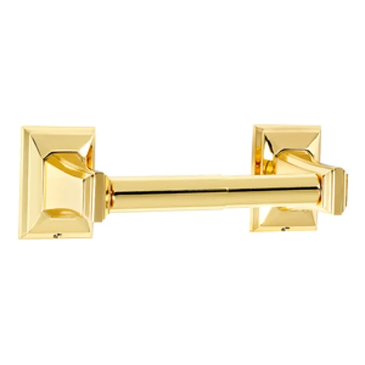 Toilet Paper Holder Geometric Bath Unlacquered Brass 6-1/4 to 8-3/4 Inch 3-1/4 Inch Wall Mount