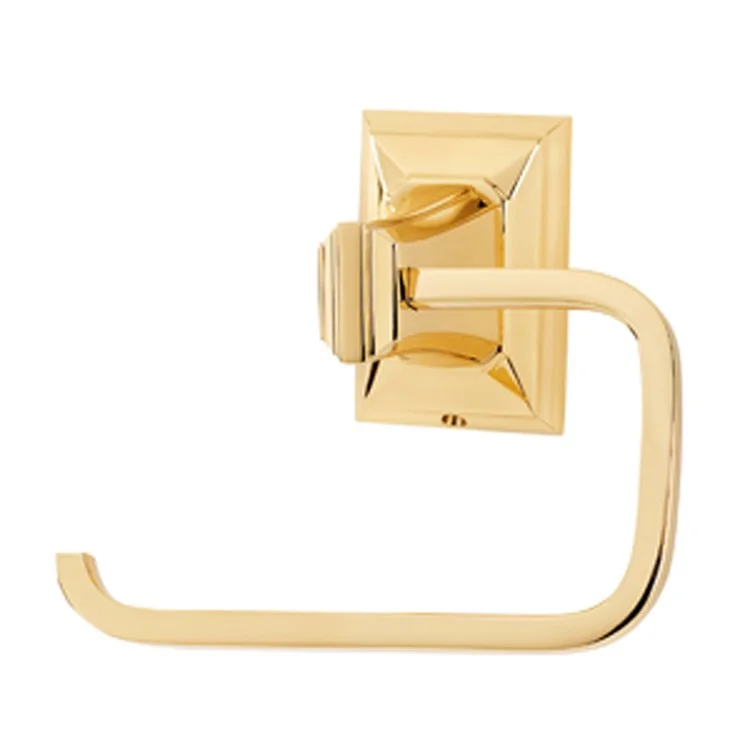 Toilet Paper Holder Geometric Bath Single Post Polished Brass 5-3/8 Inch 3-1/4 Inch Wall Mount