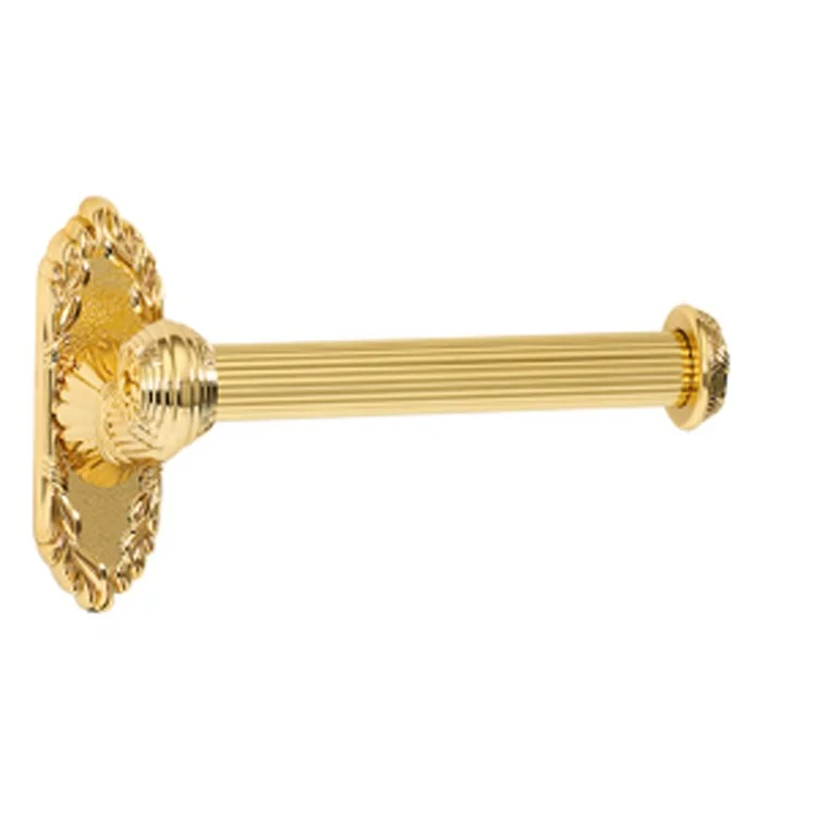 Toilet Paper Holder Ribbon & Reed Bath Left Single Post Unlacquered Brass 6-3/16 Inch 1-1/4 Inch Wall Mount