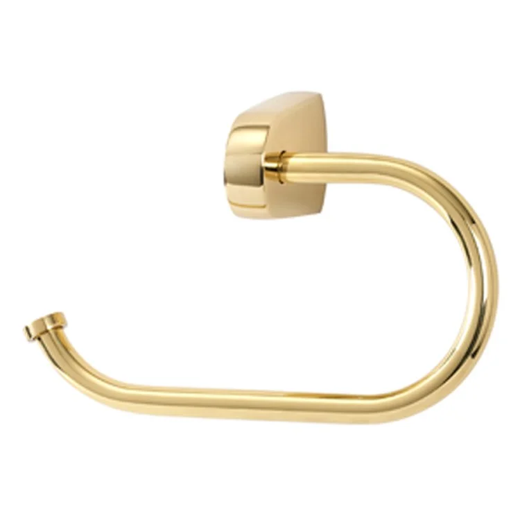 Toilet Paper Holder Euro Bath Single Post Polished Brass 8-3/16 Inch 3-1/8 Inch Wall Mount