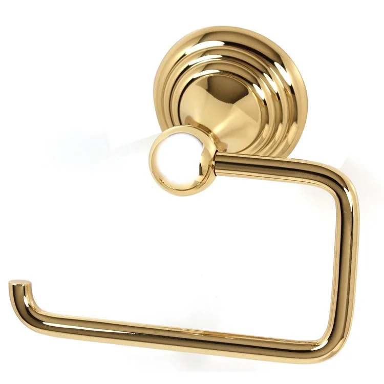 Toilet Paper Holder Embassy Bath Single Post Polished Brass 5-1/2 Inch 3-1/4 Inch Wall Mount