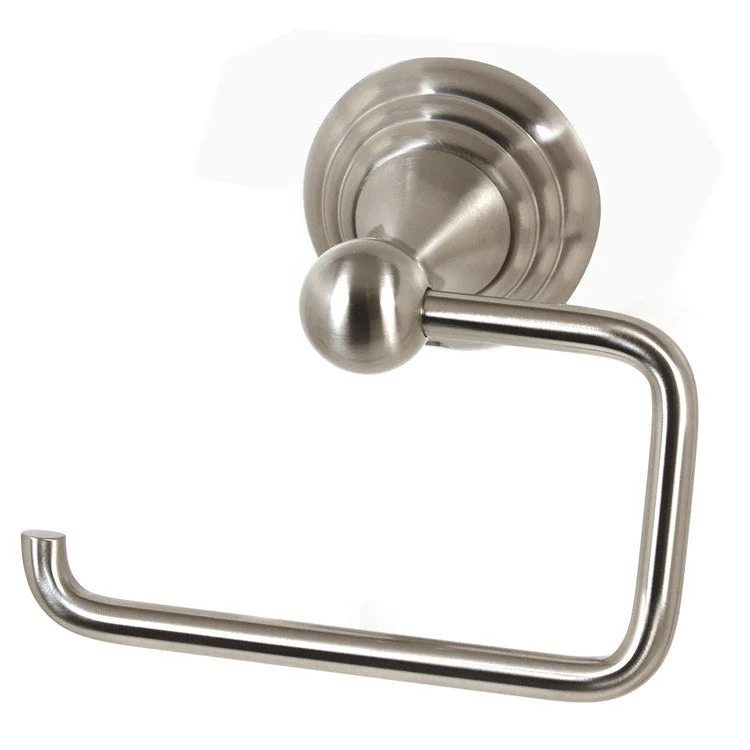 Toilet Paper Holder Embassy Bath Single Post Satin Nickel Brass 5-1/2 Inch 3-1/4 Inch Wall Mount