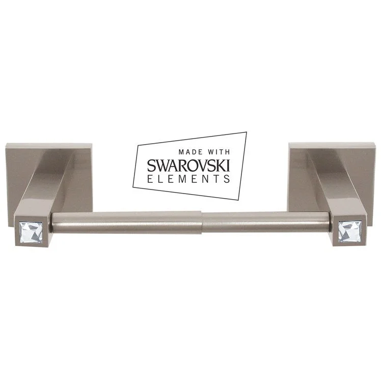 Toilet Paper Holder Contemporary ll Crystal Bath Satin Nickel Brass 6-1/4 to 8-3/4 Inch 3-1/16 Inch Wall Mount