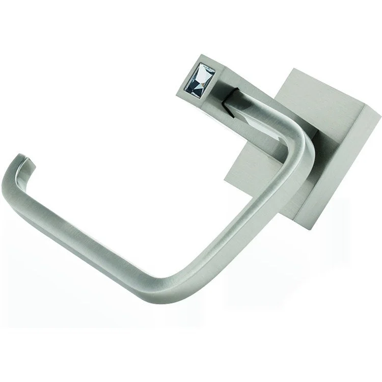 Toilet Paper Holder Contemporary ll Crystal Bath Single Post Satin Nickel Brass 5-1/2 Inch 2-3/8 Inch Wall Mount