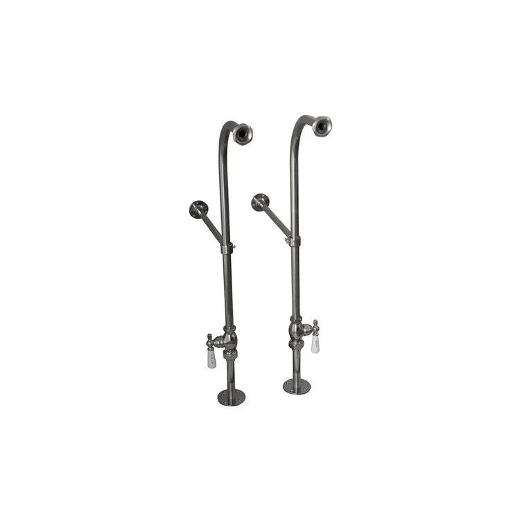 Tub Kit Columbus Freestanding 61 Inch Cast Iron White Includes Polished Chrome Tub Filler with Handshower 30 Inch Freestanding Bath Supplies & Leg Tub Drain Imperial Feet Elephant Spout Metal Cross Handles Cradle 60 Inch Hose 60 Gallon Capacity