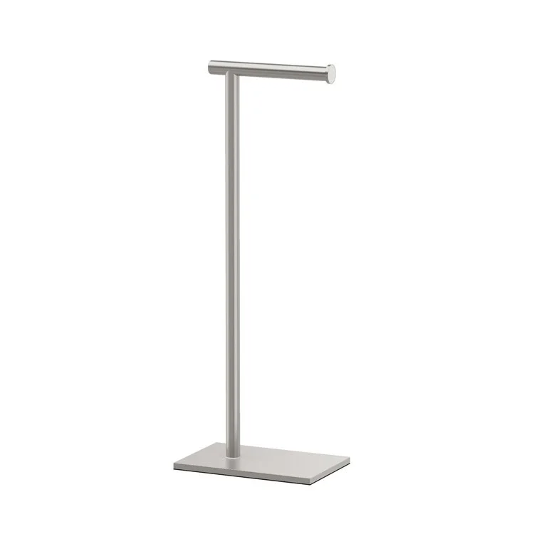 Toilet Paper Holder Latitude II Square Stand Satin Nickel Metal Freestanding