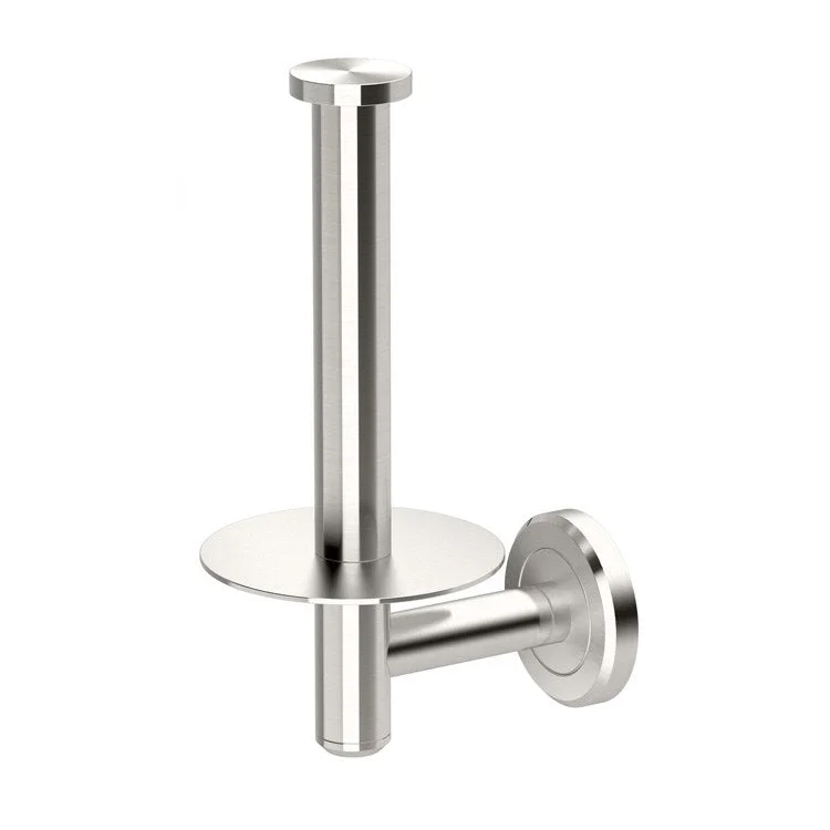 Toilet Paper Holder Latitude II Vertical Single Post Satin Nickel Metal Wall Mount