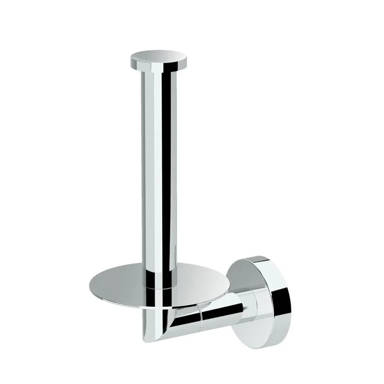 Toilet Paper Holder Glam Vertical Single Post Chrome Metal Wall Mount