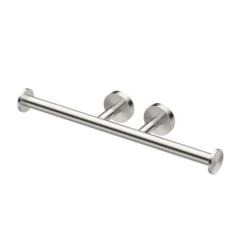 Toilet Paper Holder Glam Double Holder Satin Nickel Metal Wall Mount