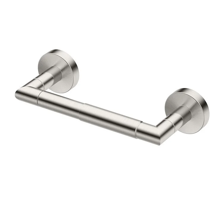 Toilet Paper Holder Glam Double Post Satin Nickel Metal Wall Mount