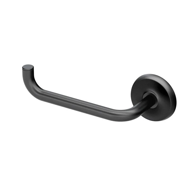 Toilet Paper Holder Designer II Single Post Matte Black Metal Wall Mount