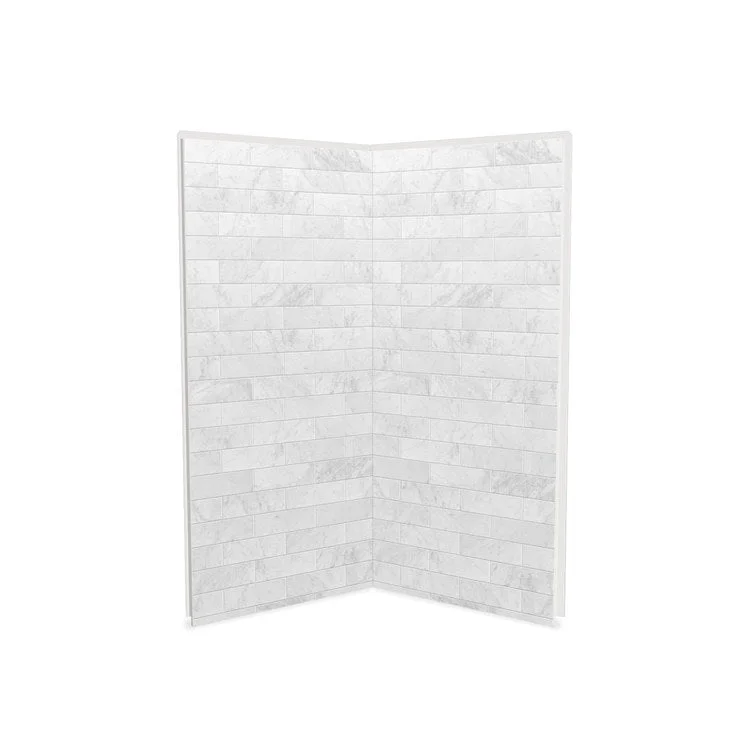 Shower Wall Utile 2 Piece Corner 36 x 1-1/8 x 80 Inch Marble Carrara Composite 36x1-1/8x80 Inch