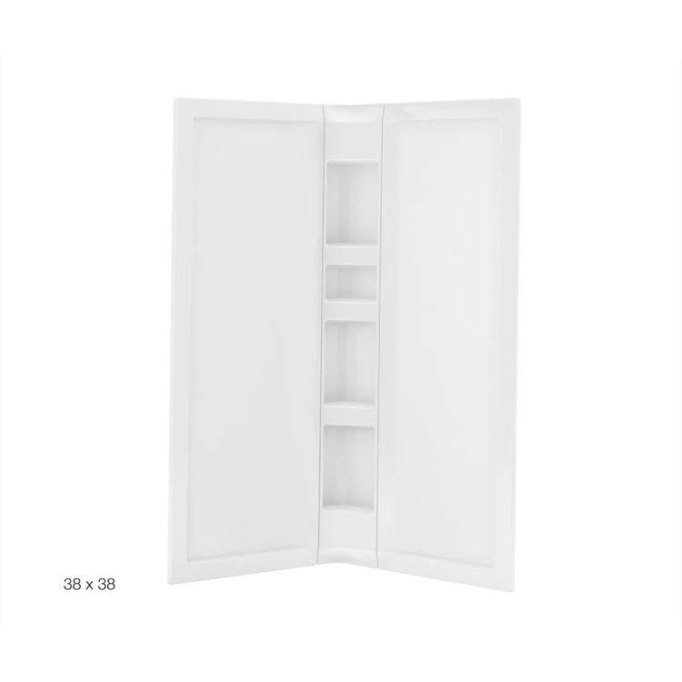 Shower Wall 3 Piece Corner 38-1/8 x 38-1/8 x 76 Inch White Acrylic 38-1/8x38-1/8x75-3/4 Inch