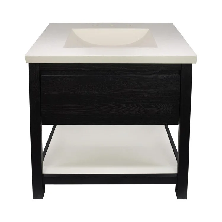 Solace 30"W x 21.75"L x 33"H Single Vanity without Top in Midnight Oak with Pearl Shelf