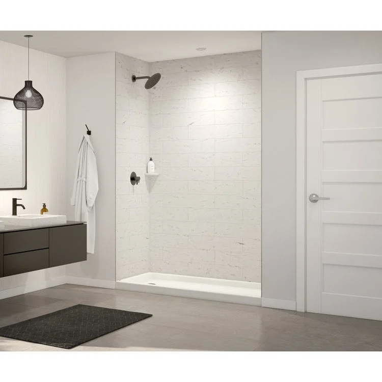 Shower Wall Kit Modern 6x24 Inch Tile Subway Pattern 32 x 62 Inch Carrara Swanstone