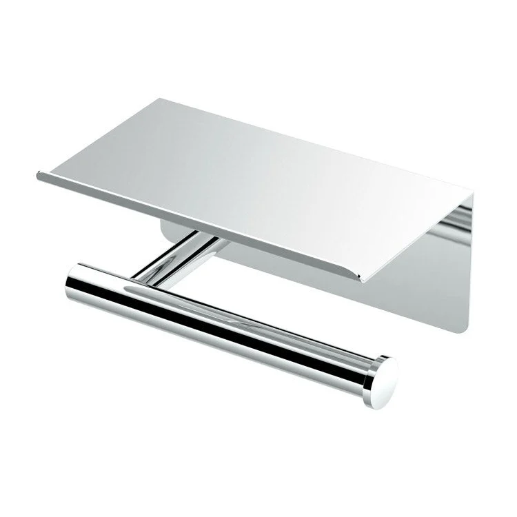 Toilet Paper Holder Latitude II Tissue Holder with Shelf Chrome Metal 3-1/4 Inch Wall