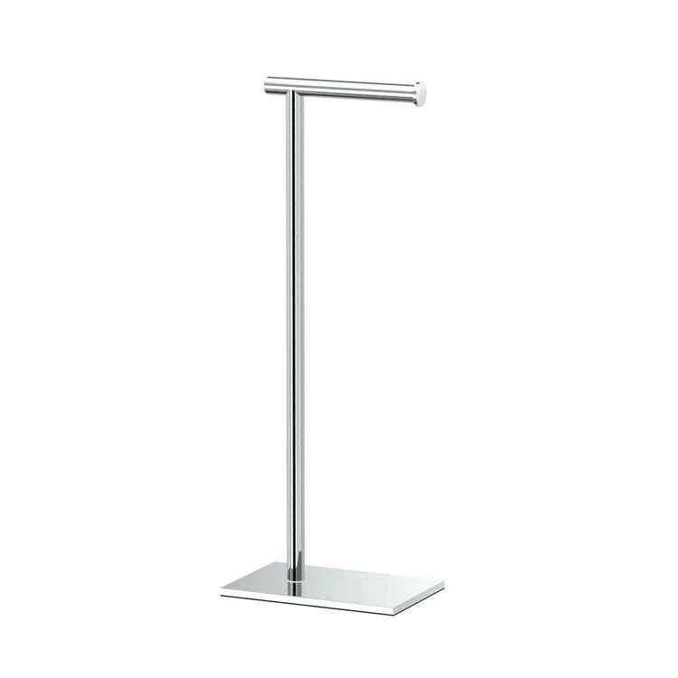 Toilet Paper Holder Latitude II Square Stand Chrome Metal Freestanding