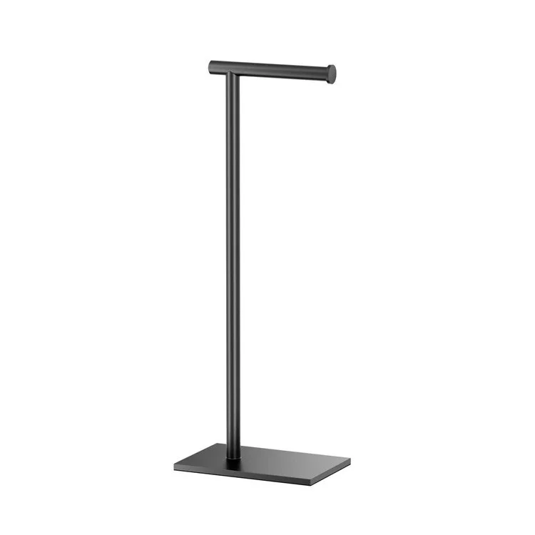 Toilet Paper Holder Latitude II Square Stand Matte Black Metal Freestanding