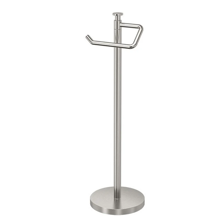 Toilet Paper Holder Stand Satin Nickel Metal Freestanding