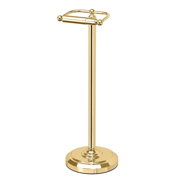 Toilet Paper Holder Stand Polished Brass Metal Freestanding