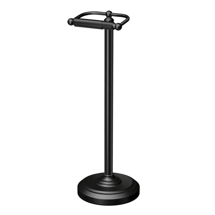 Toilet Paper Holder Stand Matte Black Metal Freestanding