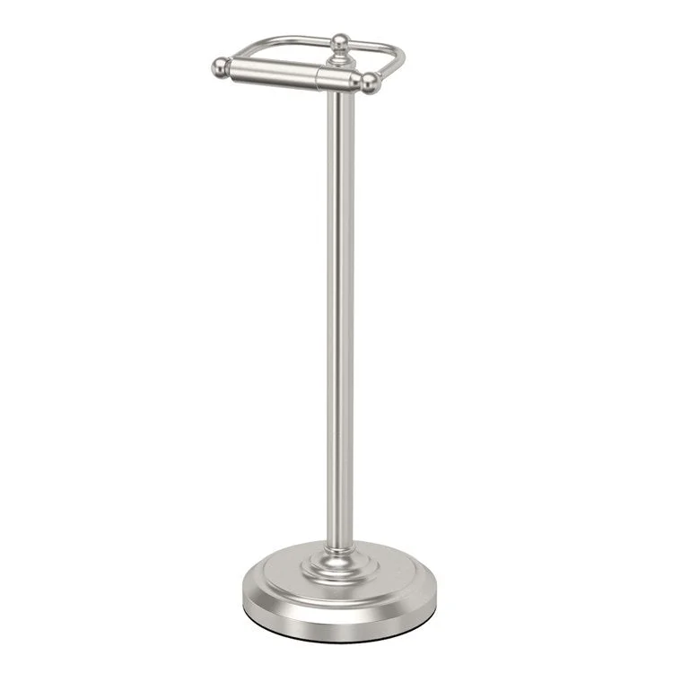 Toilet Paper Holder Stand Satin Nickel Metal Freestanding