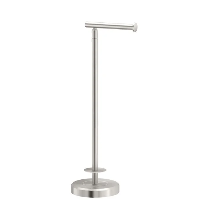 Toilet Paper Holder Latitude II Round Satin Nickel Metal Freestanding