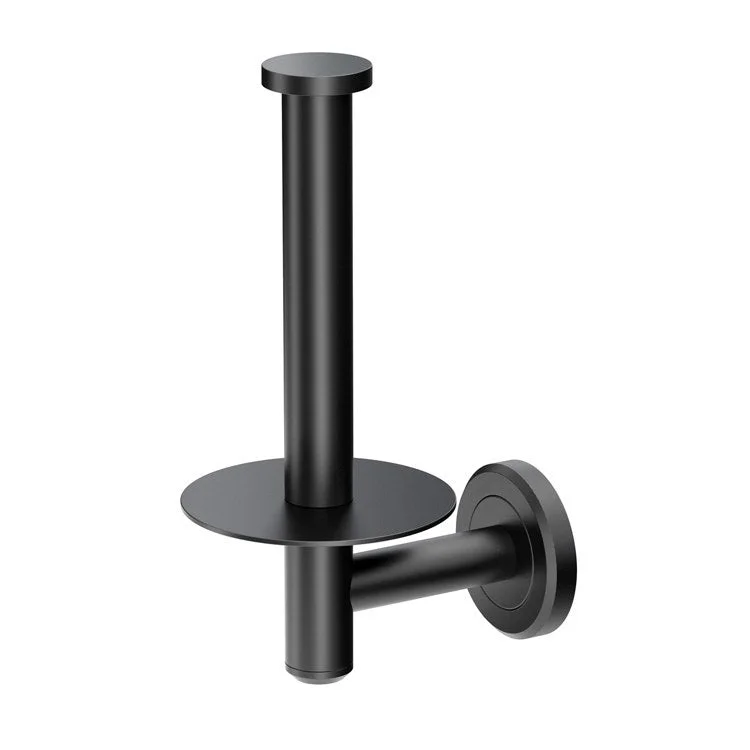 Toilet Paper Holder Latitude II Vertical Single Post Matte Black Metal Wall Mount