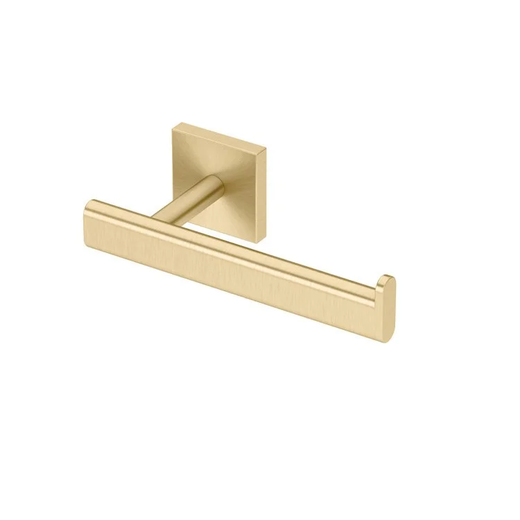 Toilet Paper Holder Elevate Single Post Brushed Brass Metal Wall Mount