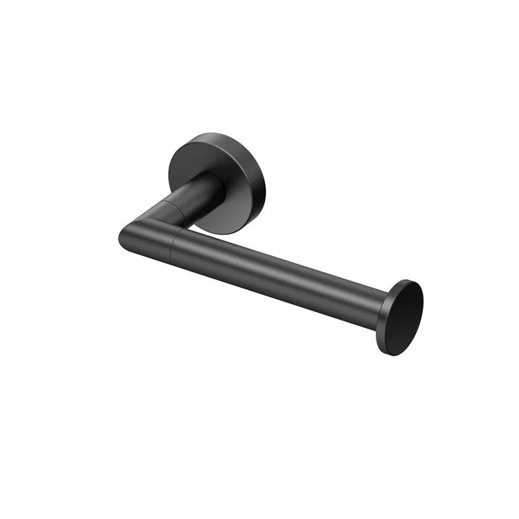 Toilet Paper Holder Glam Single Post Matte Black Metal Wall Mount