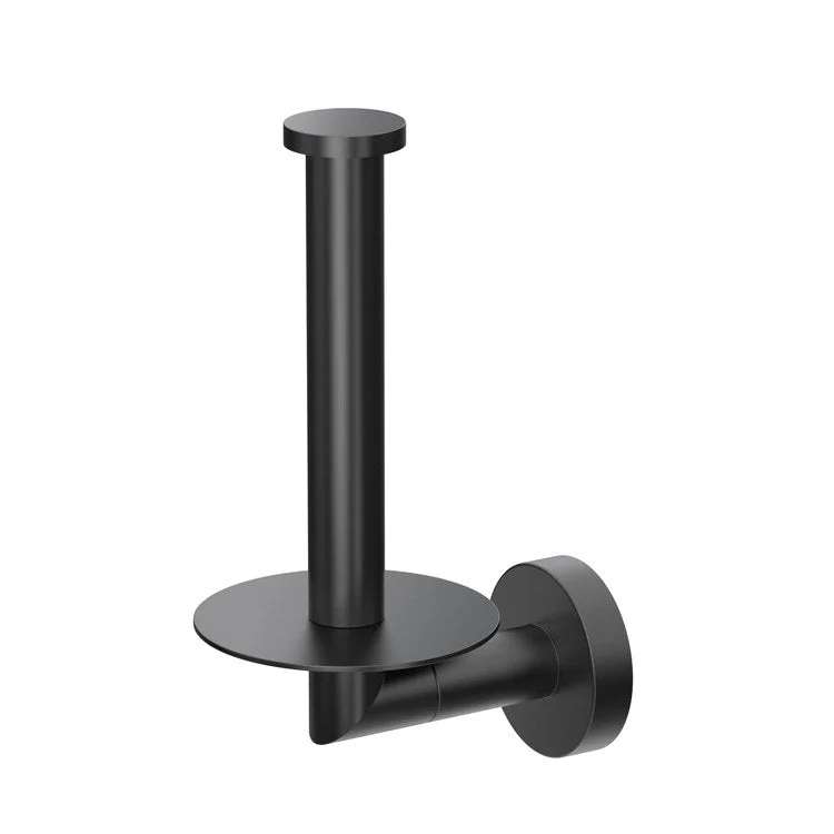 Toilet Paper Holder Glam Vertical Single Post Matte Black Metal Wall Mount