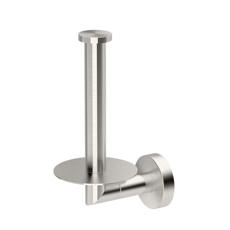 Toilet Paper Holder Glam Vertical Single Post Satin Nickel Metal Wall Mount