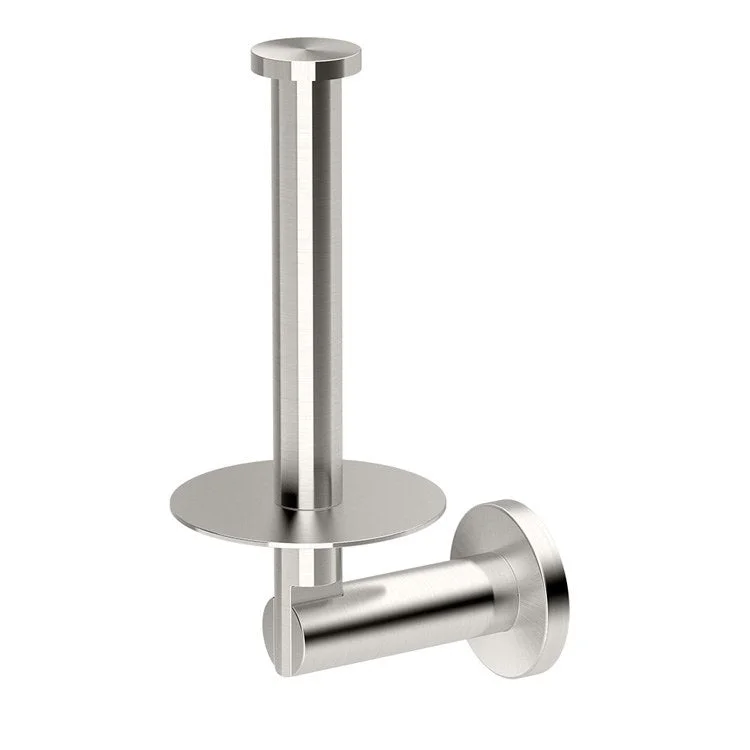 Toilet Paper Holder Channel Vertical Single Post Satin Nickel Metal Wall Mount